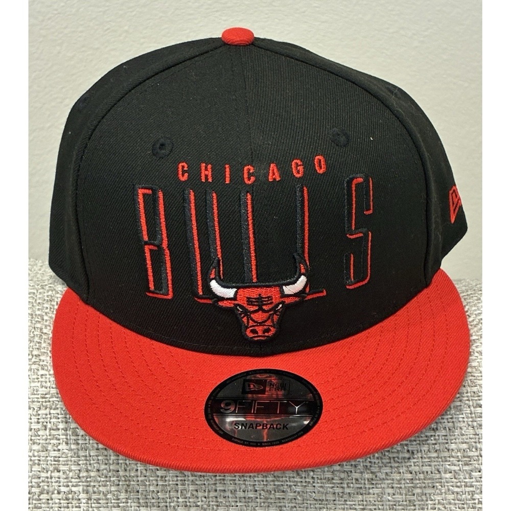 New Chicago Bulls NBA New Era Headline 9Fifty Adjustable Snapback Hat Black Red
